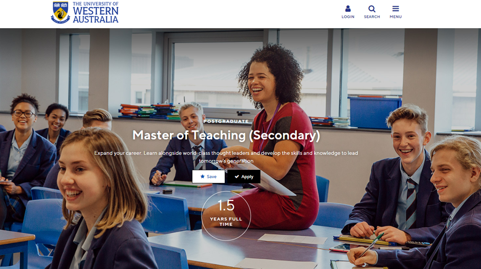 西澳大学 / The University of Western Australia / Master of Teaching (Secondary)