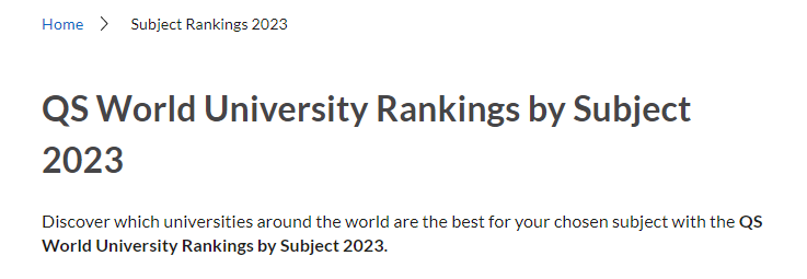 QS发布了2023年世界大学学科排名