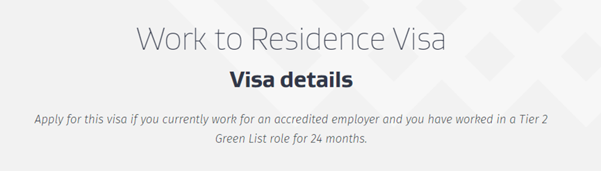 Work to Residence Visa