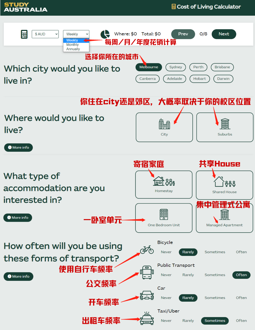 实用澳洲生活成本计算工具