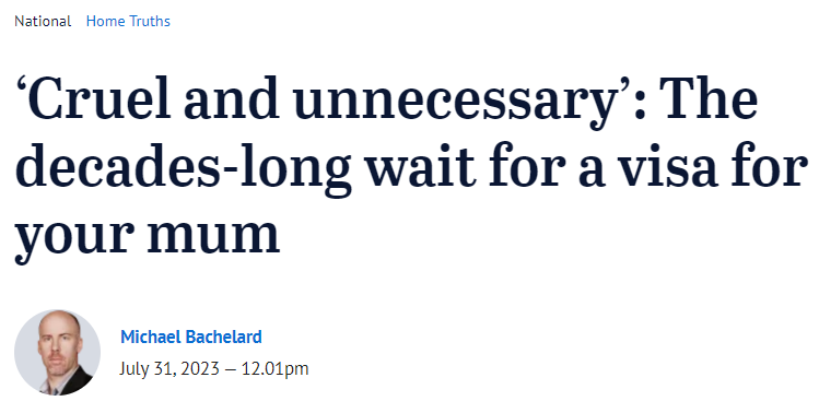 说到下签，今天澳洲三个主流媒体又同时关注澳洲父母移民极度不合理的等待时间