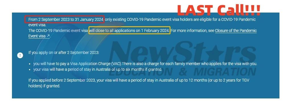 时间来到2024年1月下旬，408签证-疫情分支即将在2024年2月1号正式退出历史舞台，不再能递交新的申请。