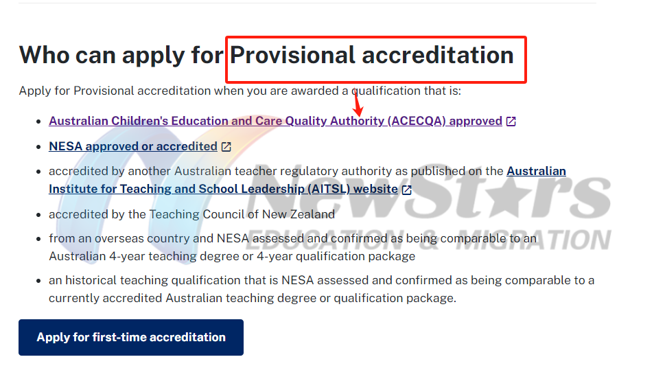provisional accreditation.